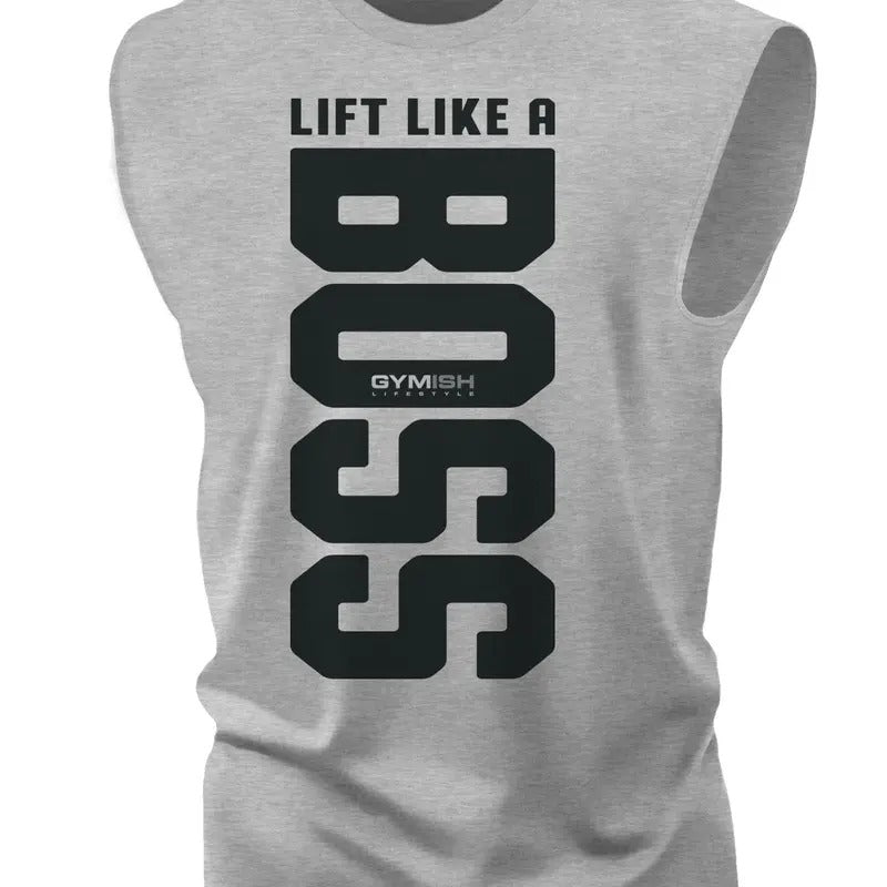 012. Lift Like A BOSS Funny Workout Muscle Tank Top for Men