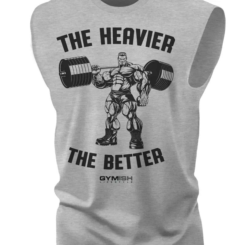 022. The Heavier The Better Funny Workout Muscle Tank Top for Men