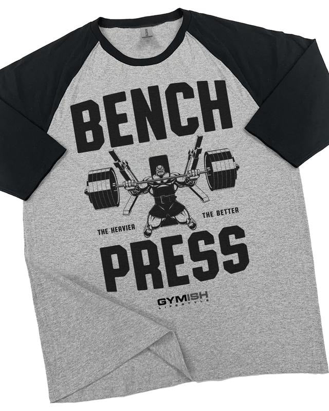 025. RAGLAN Bench Press Funny Workout Gym T-Shirt for Men