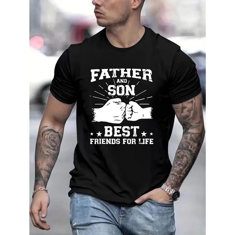 1 pc, 100% cotton T-shirt, Father & Son Matching T-Shirt Set - Heartwarming Prints - Premium Cotton Blend - Comfortable Short Sleeve for Summer Fun - Perfect for Family Bonding Outfits Made in USA