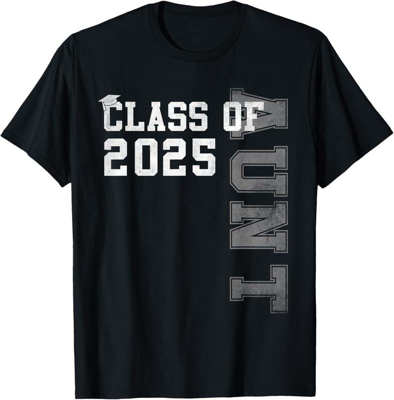 100% Cotton Aunt Senior 2025 Proud Auntie Of A Class Of 2025 Graduation T-Shirt
