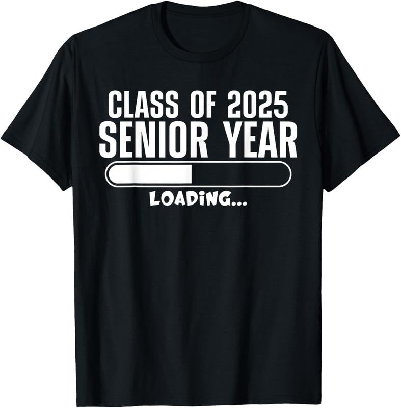 100% Cotton Class of 2025 Senior Year Loading Funny Senior 2025 T-Shirt