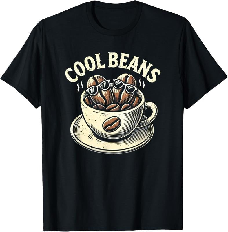 100% Cotton Cool Beans Coffee Caffeine Lover Retro Graphic Novelty T-Shirt