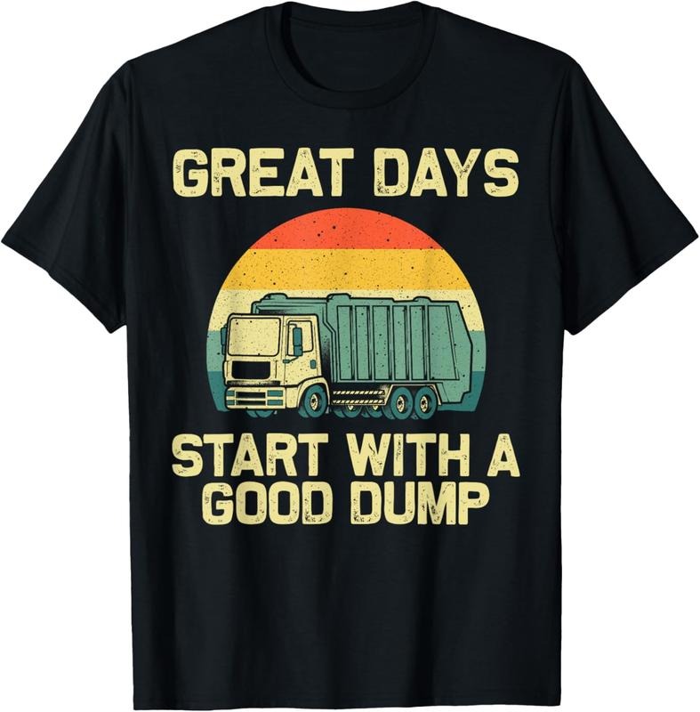 100% Cotton Cool Garbage Truck For Men Boys Trash Waste Management T-Shirt