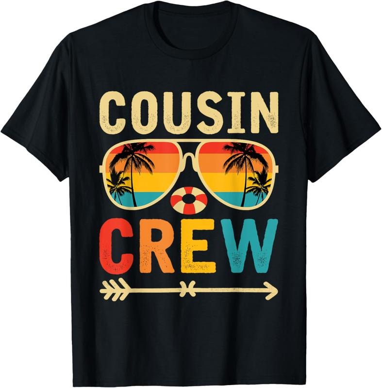 100% Cotton Cousin crew 2025 Summer Vacation Beach Family Trips Matching T-Shirt