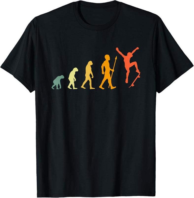 100% Cotton Funny Skateboard Youth Retro Vintage Gifts Skate Evolution T-Shirt