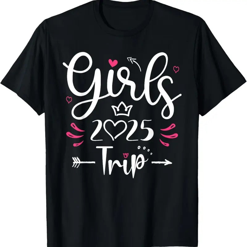 100% Cotton Girls Trip 2025 Shirt Girls Trip 2025 Summer Vacation Lovers T-Shirt