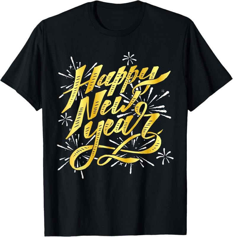 100% Cotton Happy New Year 2025 Men Women New Years Eve T-Shirt