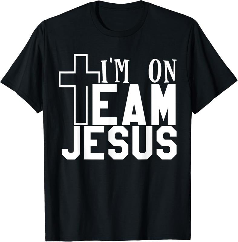 100% Cotton I'm On Team Jesus Cute Christian Jesus Inspirational Party T-Shirt