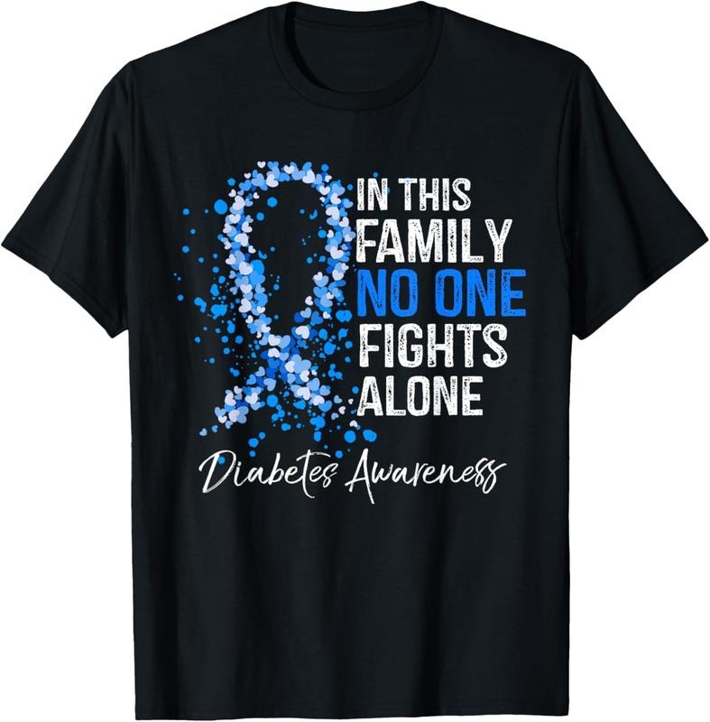 100% Cotton In This Family No One Fights Alone Shirt Diabetes Awareness T-Shirt