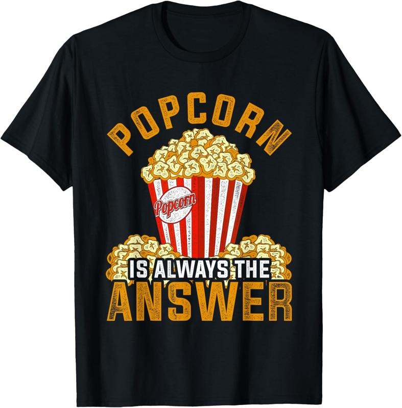 100% Cotton Popcorn Lover Funny Movies Snack Gift Popcorn T-Shirt