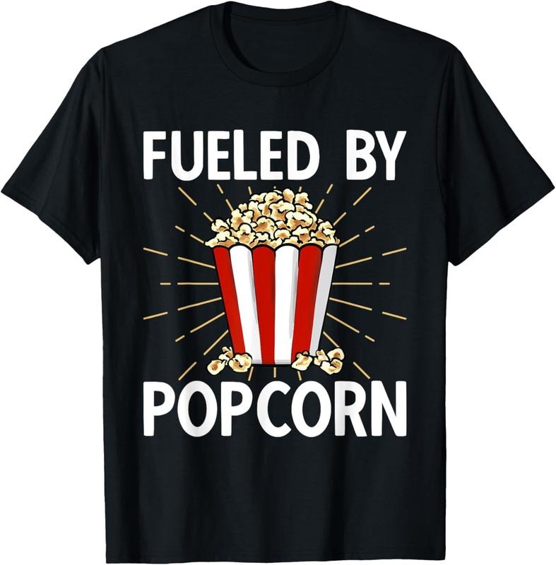 100% Cotton Popcorn Lover Movie Night Snack Fueled By Popcorn T-Shirt