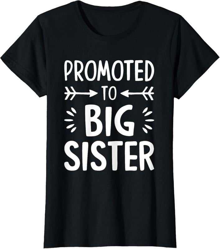 100% Cotton Promoted to Big Sister Shirt Women Teenage Girl Big Sis T-Shirt