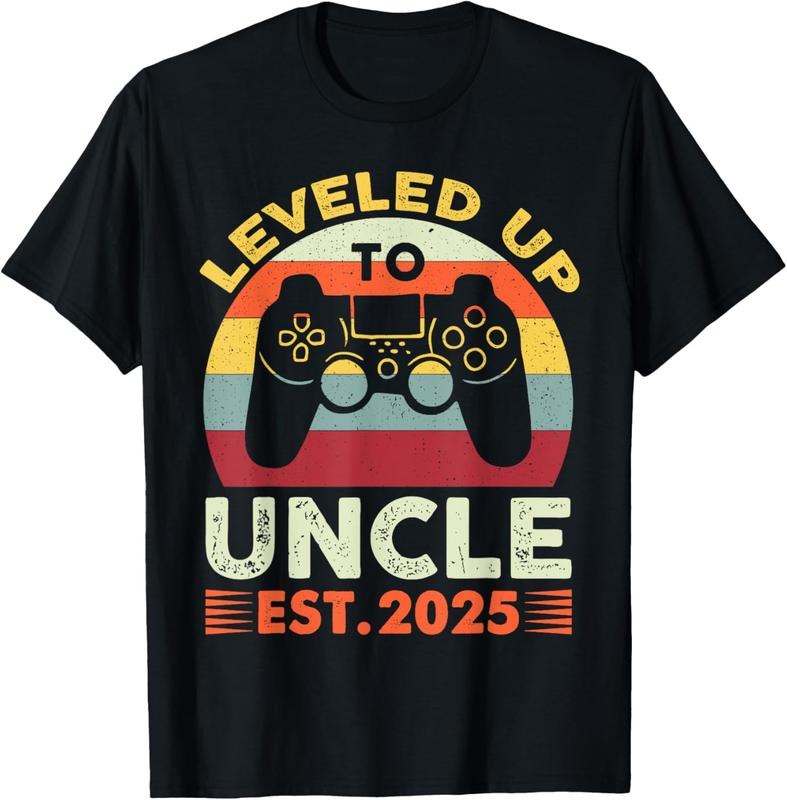 100% Cotton Promoted to Uncle 2025 Funny Leveling Up to Uncle 2025 Gamer T-Shirt
