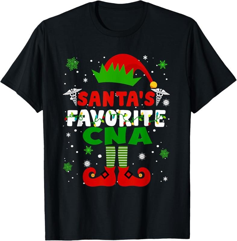 100% Cotton Santa's Favorite CNA Funny Christmas Gifts T-Shirt