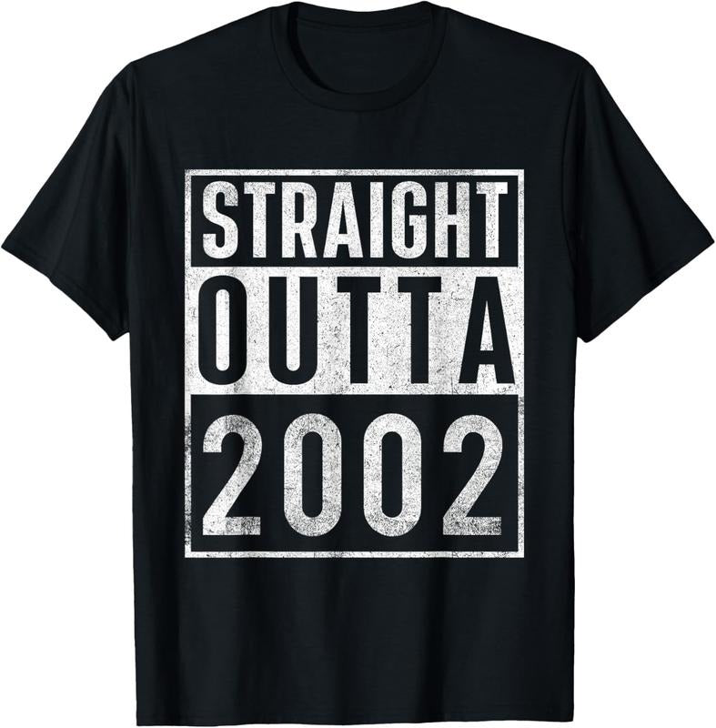 100% Cotton Straight Outta 2002 Year Of Birth Birthday T-Shirt