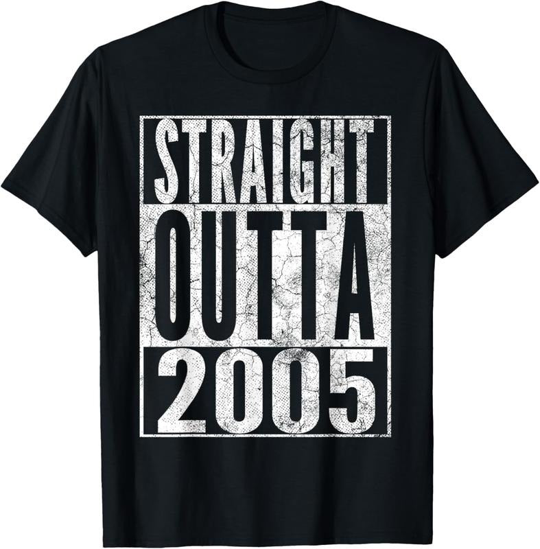 100% Cotton Straight Outta 2005 19 Years Old 19th Birthday T-Shirt