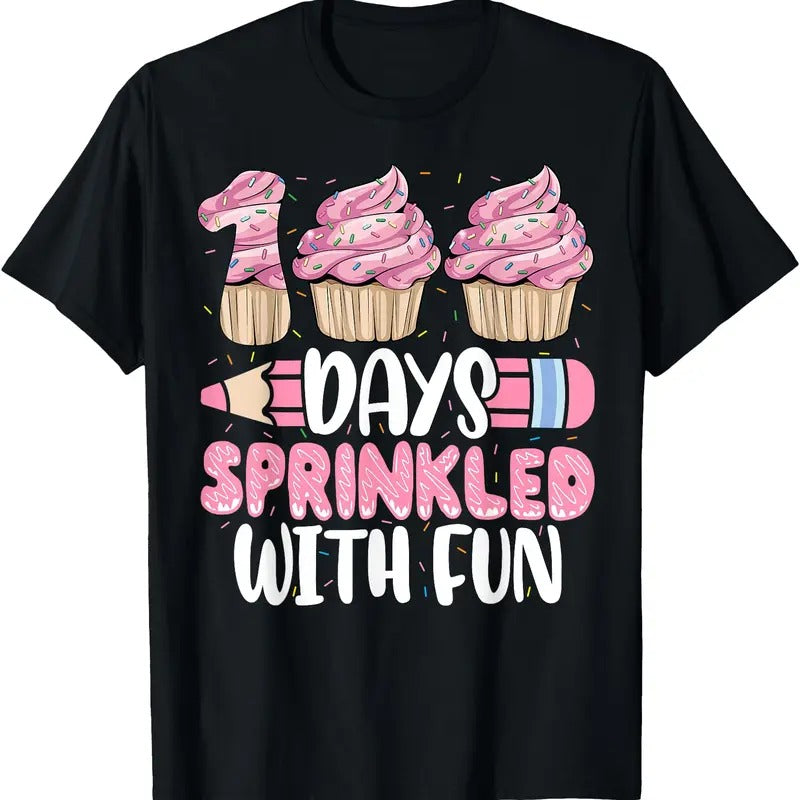 100 Days Sprinkled With Fun Cupcake 100th Day Of School Girl T-Shirt