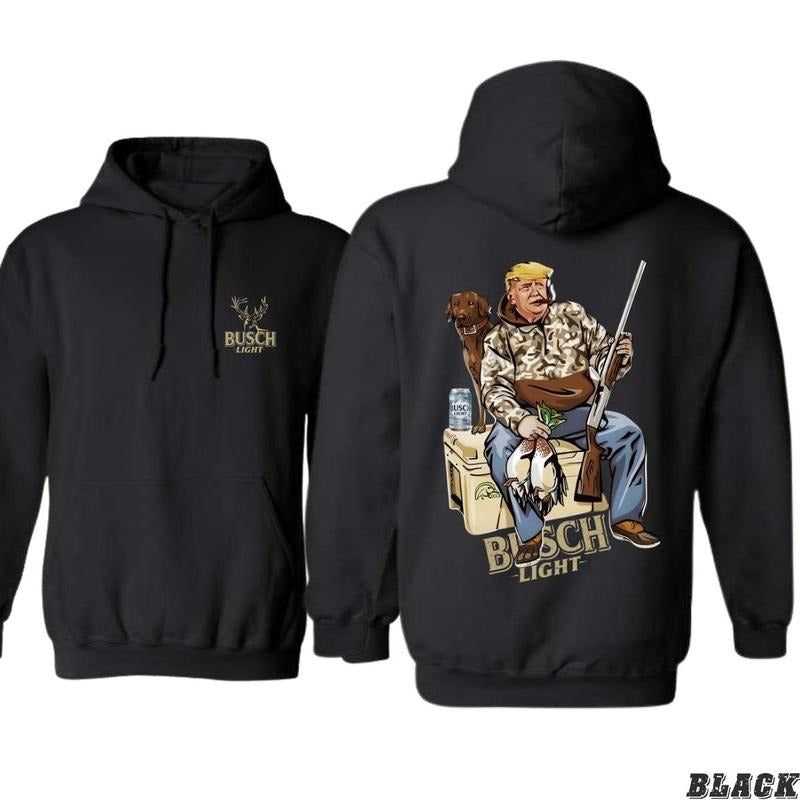 2 Sides Hunter Trump With Busch Light Beer 2 Siders Hoodies, Trump and Your Hunt Dog, Ideal for Duck Hunting Season, Hoodie for Men, for Women