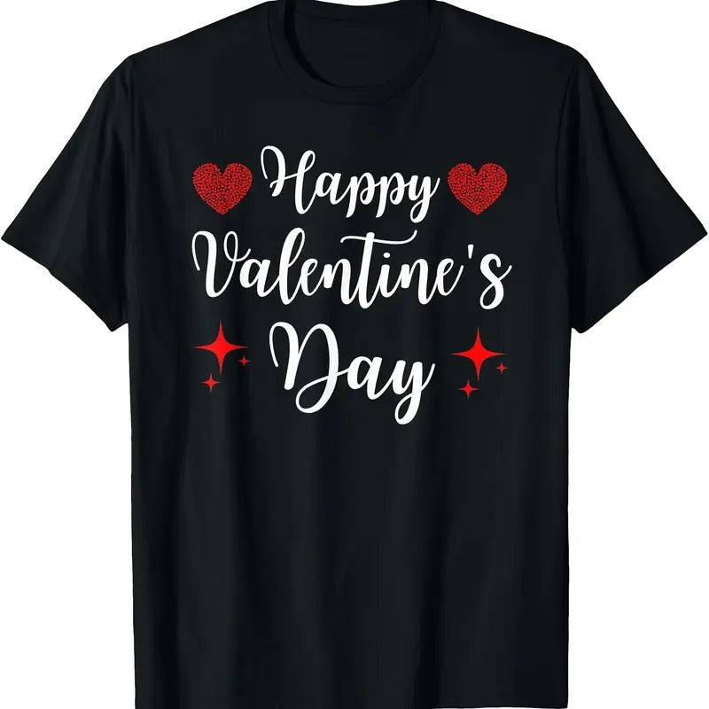 220g Cotton Printed Short-sleeved T-Shirt Funny Happy Valentines Day Heart Love Valentine Men T-Shirtmade in usa
