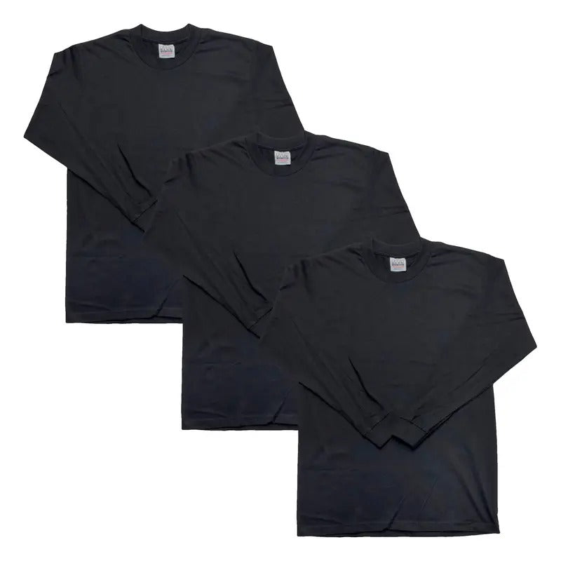 3-Pack Pro Club Men's Heavyweight Cotton Long Sleeve Crew Neck T-Shirt