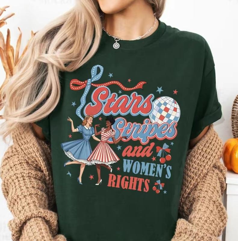 4th of July Feminist Stars Stripes And Women's Rights Shirt, Retro Fourth Of July Shirt, Funny Feminist Graphic Tee, Girl Power USA Shirt