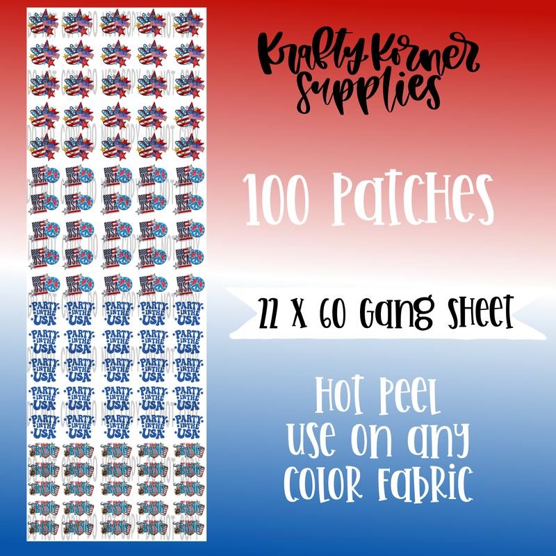 4th of July Trucker Hat DTF Transfer Gang Sheet, 22 x 60