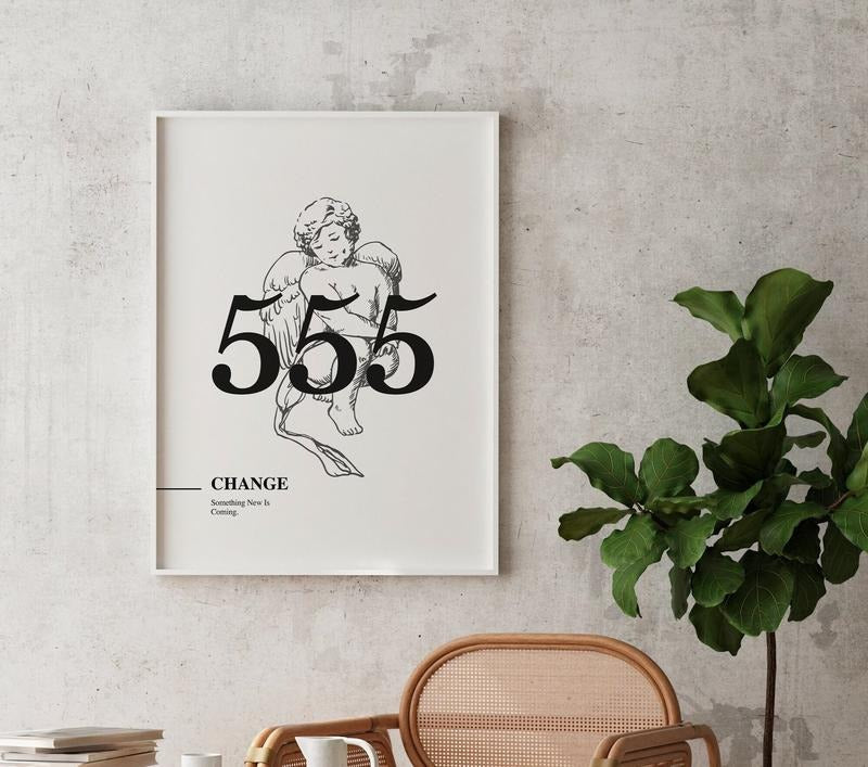 555 Angel Number, Change Angel Number Print, Trendy Wall Art Print, Alignment, Manifestation Energy Spiritual Poster, Poster Prints No Frame, Gifts For Him Her Bedroom Decor, Wall Art Home Decor, Big Wall Art, Gifts For Birthday Decoration Artwork