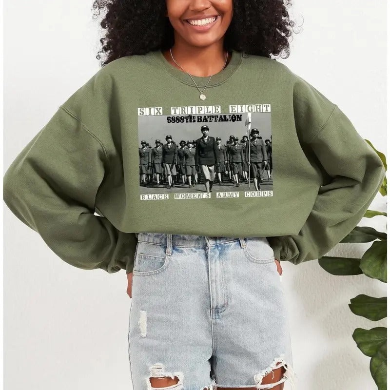 6888th Sweatshirt, Six Triple Eight Hoodie, Black Women's Army Corps Sweatshirt, Women's Army Corps Shirt, Major Charity Adams Hoodie