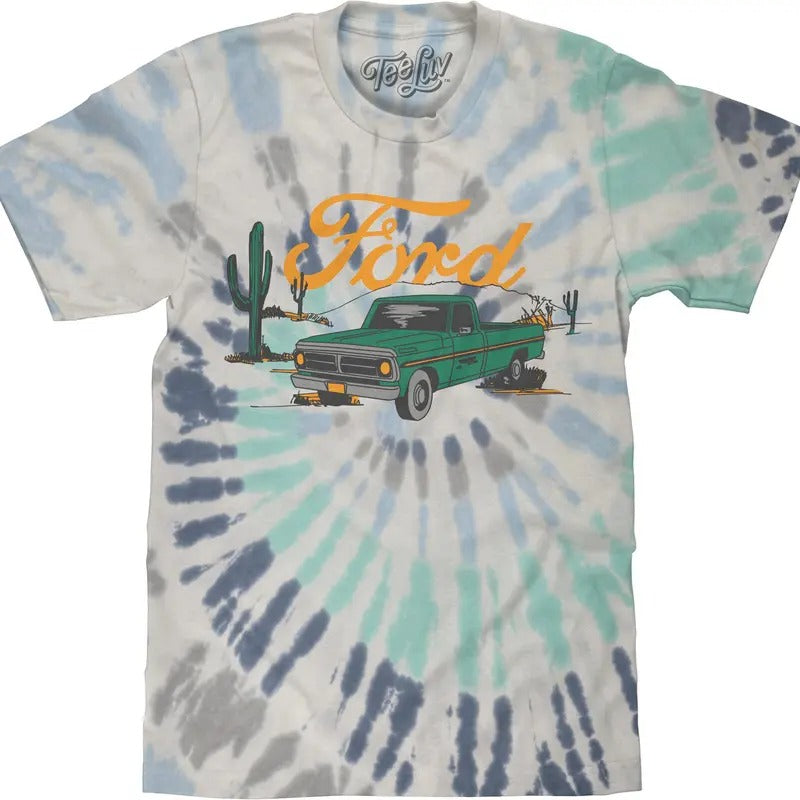 70s Ford Pick-Up Truck Tie Dye T-Shirt - Glacier Tie Dye