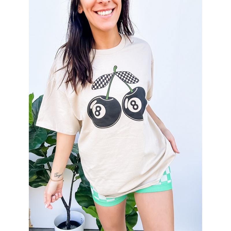 8 Ball Cherries Graphic Top