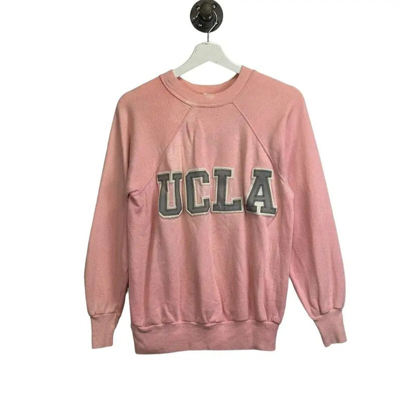 Vintage 80s/90s UCLA Bruins NCAA Stitched Spellout Sweatshirt Size Medium Pink