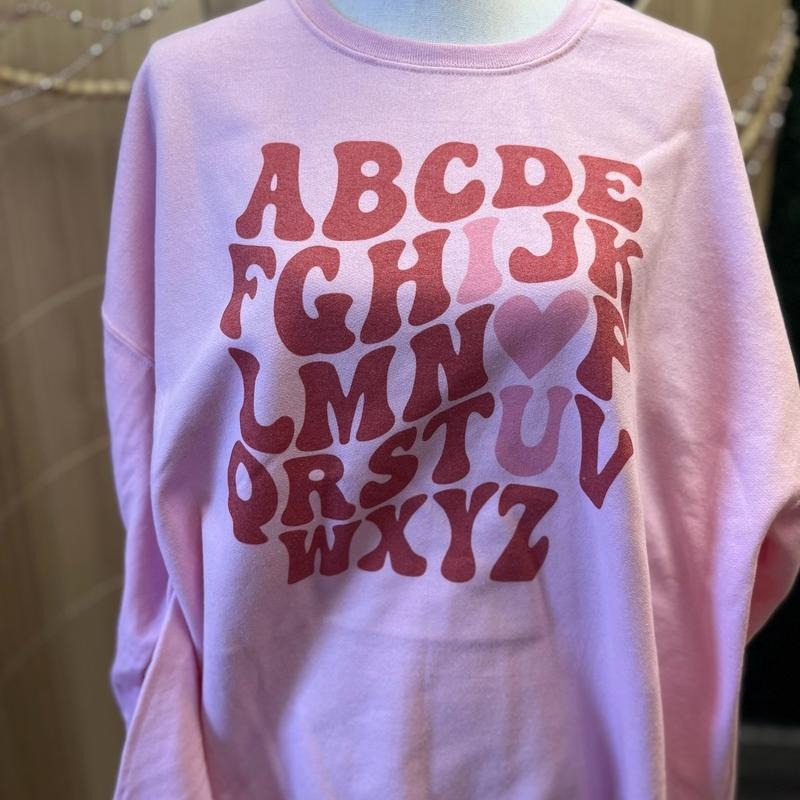 ABCDE I Love You Unisex Fit Sweatshirt or Tee - Pink Sweatshirt - Valentines Day Sweatshirt