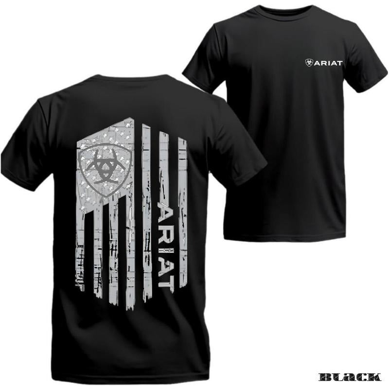 ARIAT T-Shirt - Unique Flag Design with Sharp, Strong Details, Suitable for Both Men and Women, Comfortable Material, Ideal for Outdoor Activities.