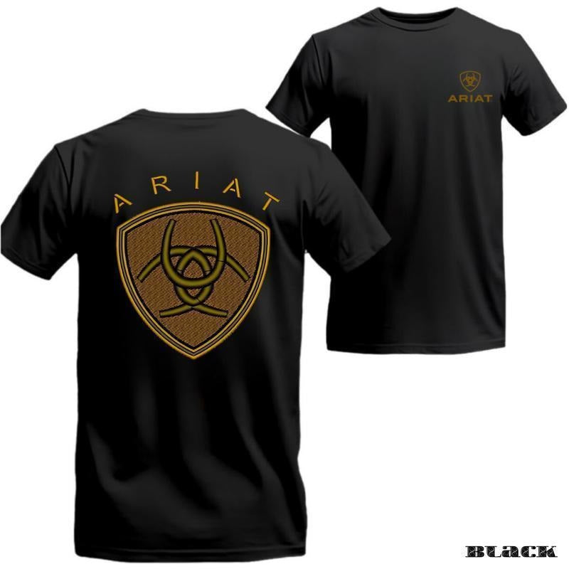 ARIAT T-Shirt, Hoodie - Elegant Gold Badge Emblem, Celebrating Western Style, Perfect for Bold Fashion, Men Shirt