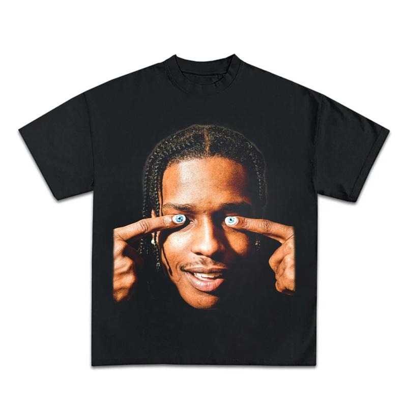 ASAP ROCKY T-Shirt Rapper Graphic Tee Rap Hip Hop Y2k Merch Men Women Menswear Top Medium Stylish