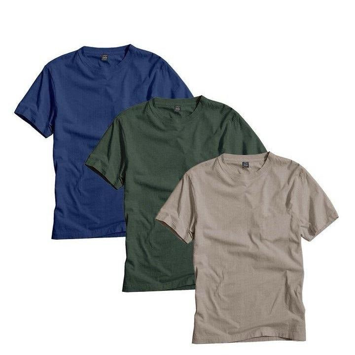 AXISM Menswear Bundle Pack of 3 Basic Tees - Short Sleeve Fitted Cotton Top in Khaki Forest Green Navy Grey Mint Pink All Seasons - Black men gifts