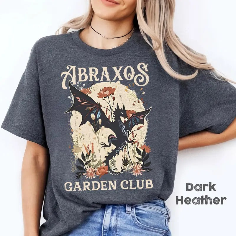 Abraxos Flower Garden Club T-Shirt, Throne Of Glass Flower Shirt, Fantasy Book Lover Shirt, Throne Of Glass Shirt, Bookish Gif