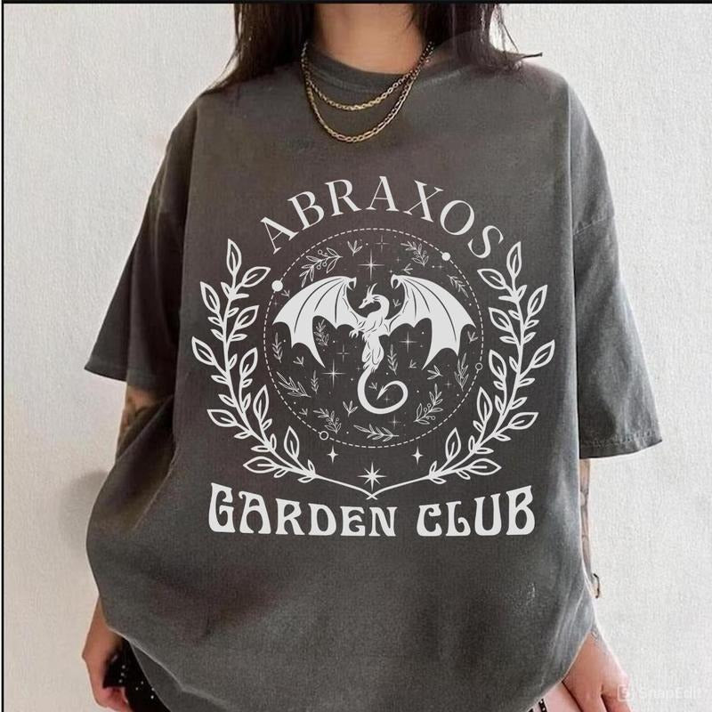 Abraxos Garden Club Shirt, Fantasy Dragon Tee, Bookish Aesthetic Shirt, Throne of Glass Fan Gift, Mystical Creature T-Shirt, Darkstyle{n002}2