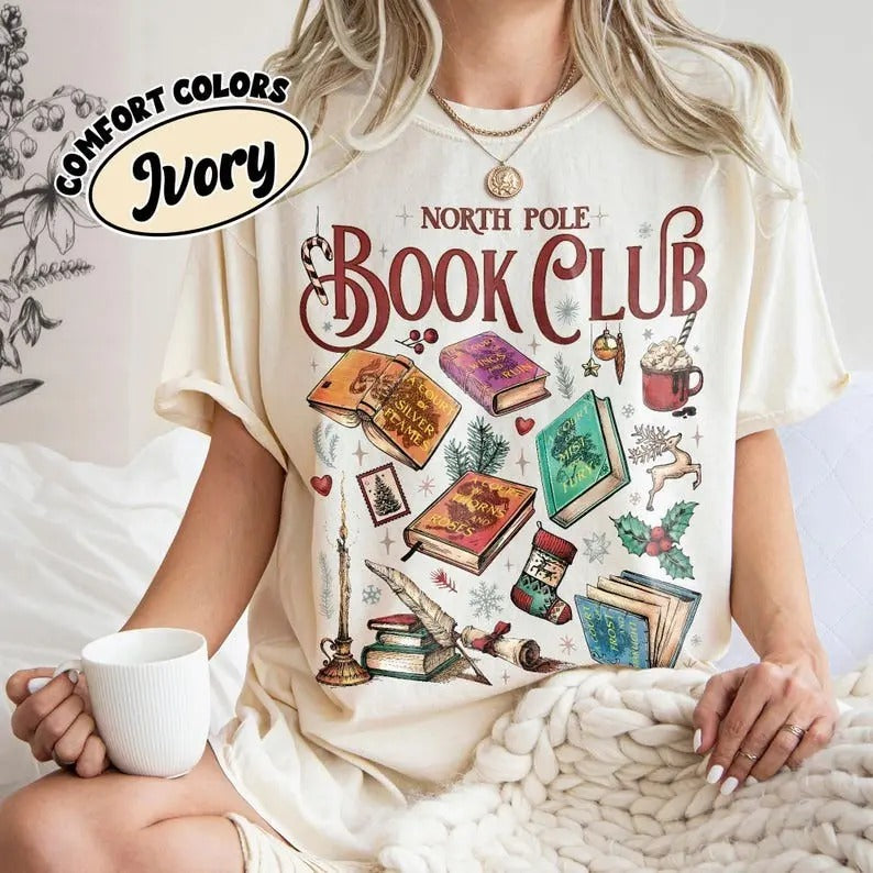 Acotar Book Club Christmas Shirt, Bookish Shirt, North Pole Book Club TShirt, SJM, throne of glass book merch, dark romance shirts, acotar