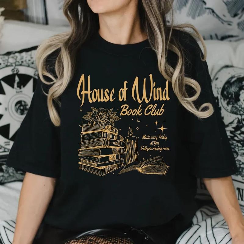 Acotar House Of Wind Book Club Shirt | Night Court Velaris House Of Wind Library Sarah J Maas Throne Of Glass, Valkyrie Reading Room Sjm Pullover Teestyle{n002}2
