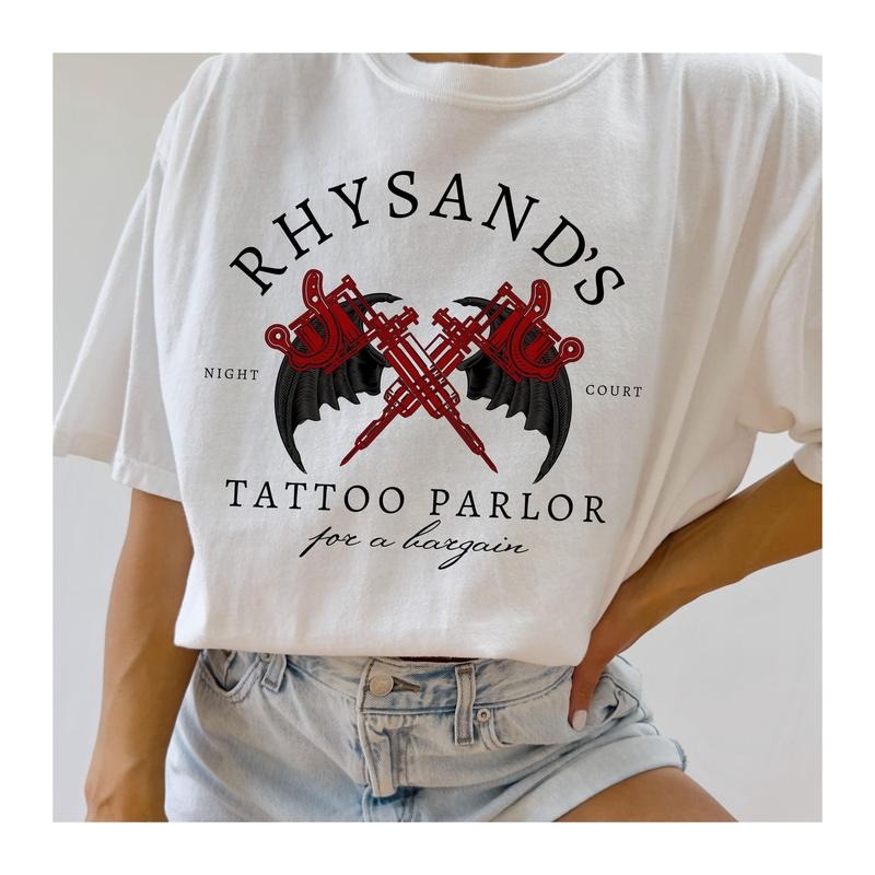 Acotar Velaris Rhysand's Tattoo Parlor Shirt, Feyre And Rhysand, Night Court Tee, Bookstagram Bookish Gift, Bookworm Shirt