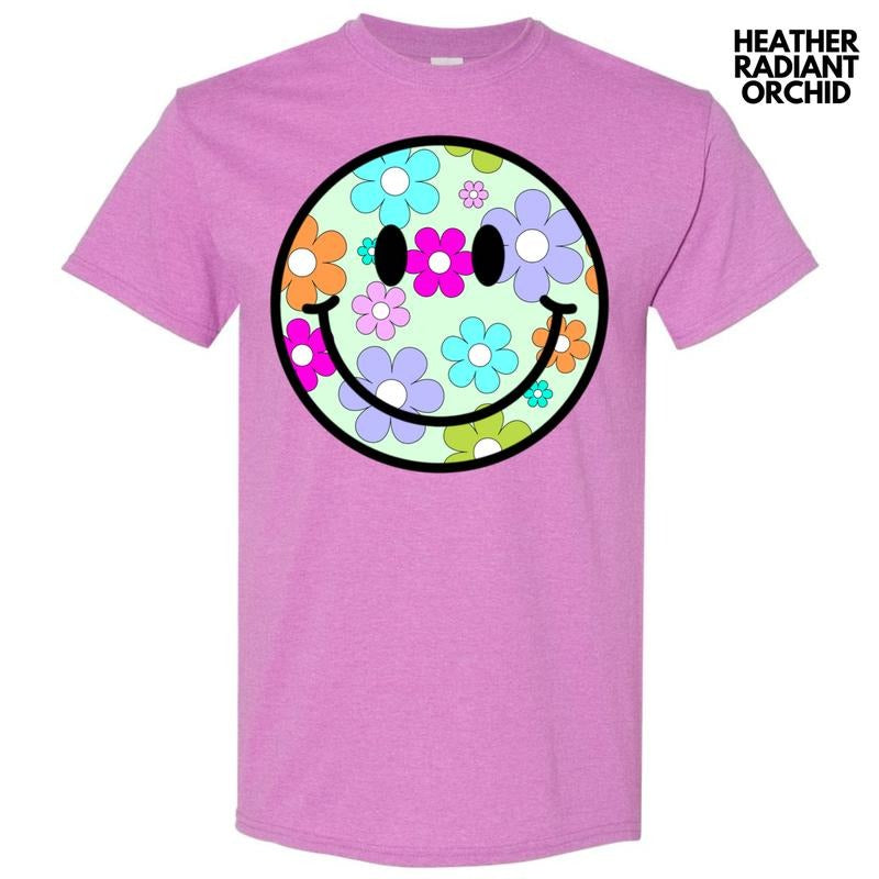 Adorable Floral Happy Face Gildan Short Sleeve T-Shirt 'NLB'