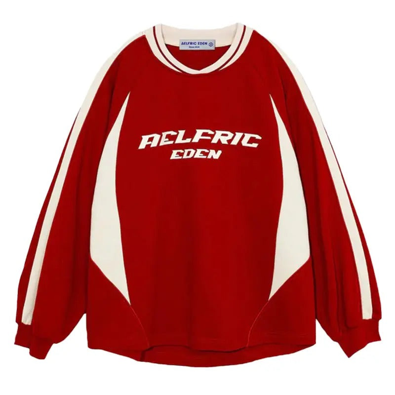 Aelfric Eden Unisex Vintage patchwork Sweatshirt Menswear Crewneck Long Sleeve Casual Hoodie