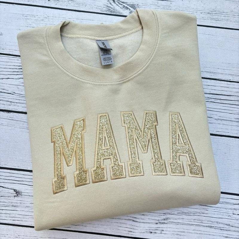 Aesthetic Glitter Mama Crewneck Sweatshirt
