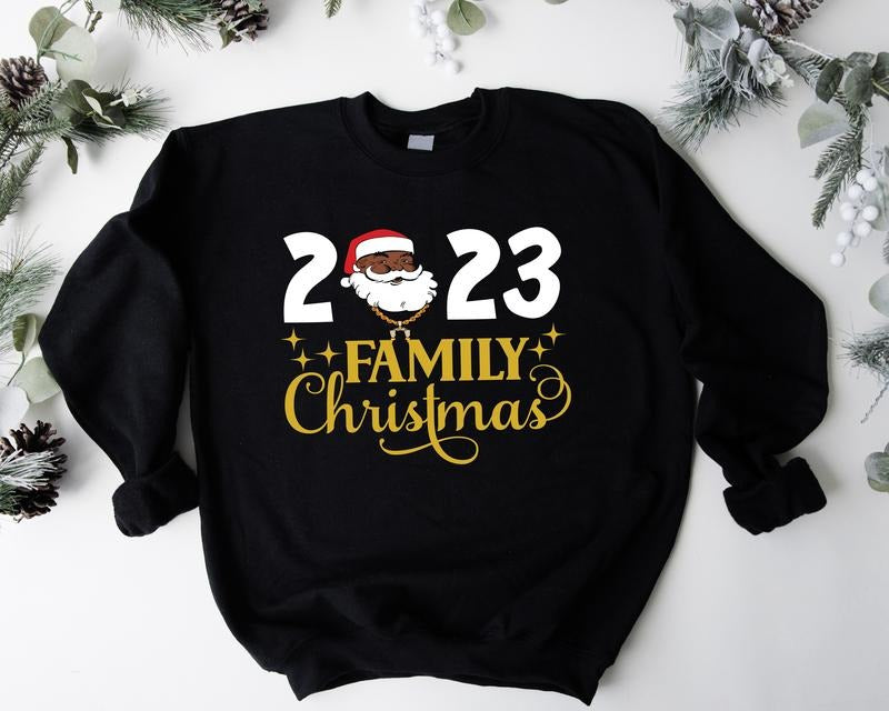 Afro Family 2023 Sweatshirt For Christmas, Matching Family Christmas Hoodie, Family Reunion Holiday Sweater, Afro American Group Christmas Sweatshirt.
