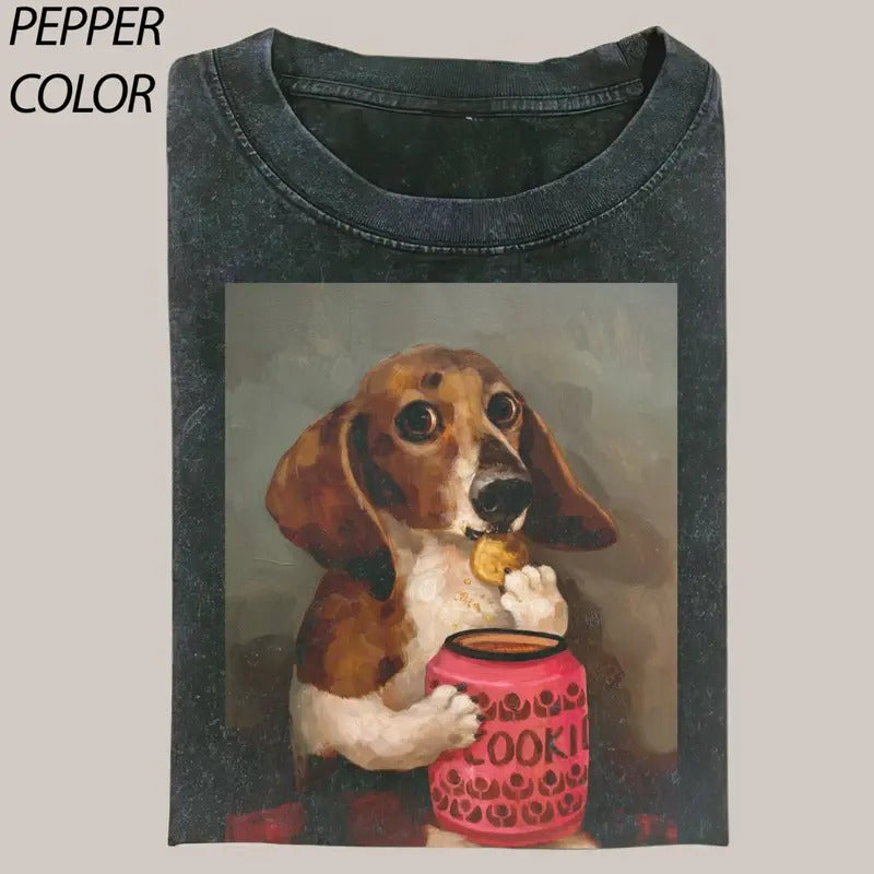 Alison Friend Canvas Wall Art-Cute Dog Eat Cookie Vintage Graphic Tee , Funny Dog Cute lovers Tee, meme shirts, Gift For him and her, Menswear Top