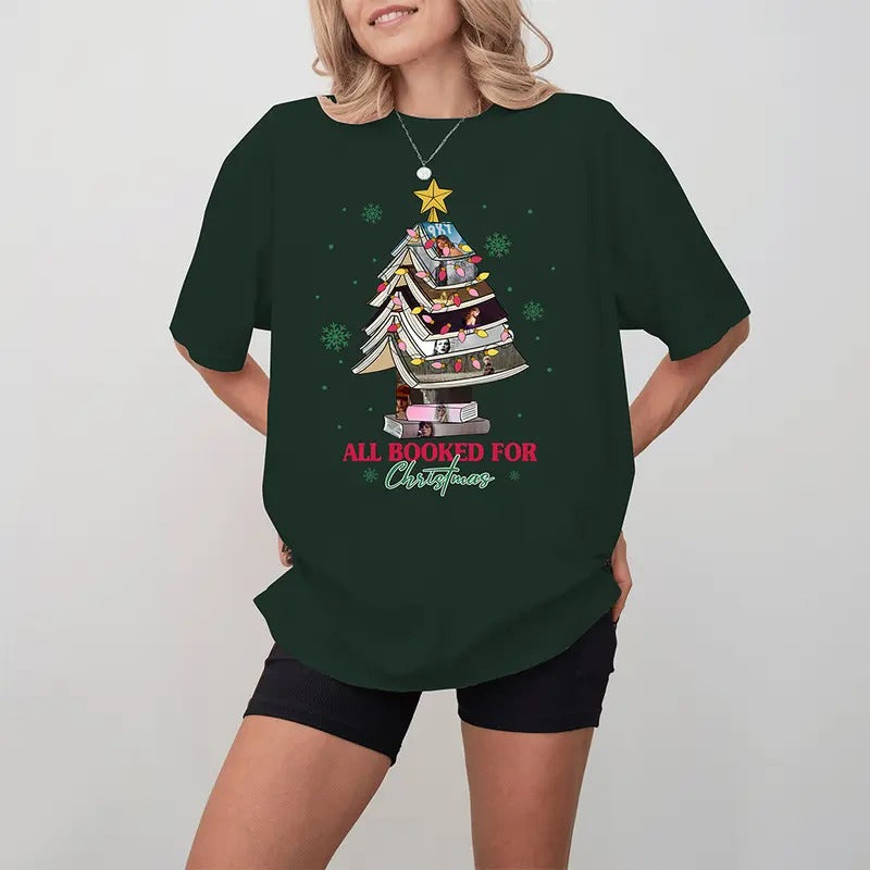 All Booked for Christmas Shirt, TSwif Christmas, Christmas Book T-Shirt, Book Lovers, Bookworm Christmas Sweater, Christmas Book Tree Sweatshirt, Book Lovers Christmas Sweatshirt