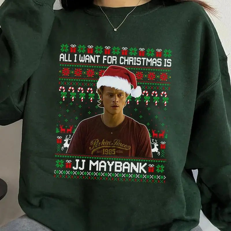 All I Want for Christmas is JJ Maybannk Sweatshirt, Funny JJ Maybannk Santa Christmas Sweatshirt