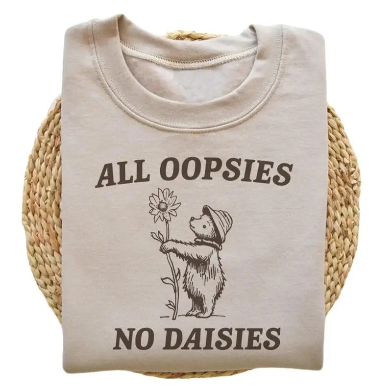 All Oopsies No Daisies Sweatshirt, Vintage Raccoon Sweater, Raccoon Sweatshirt, Meme Sweatshirt Wetsuit Longsleeves Menswear Hoodie